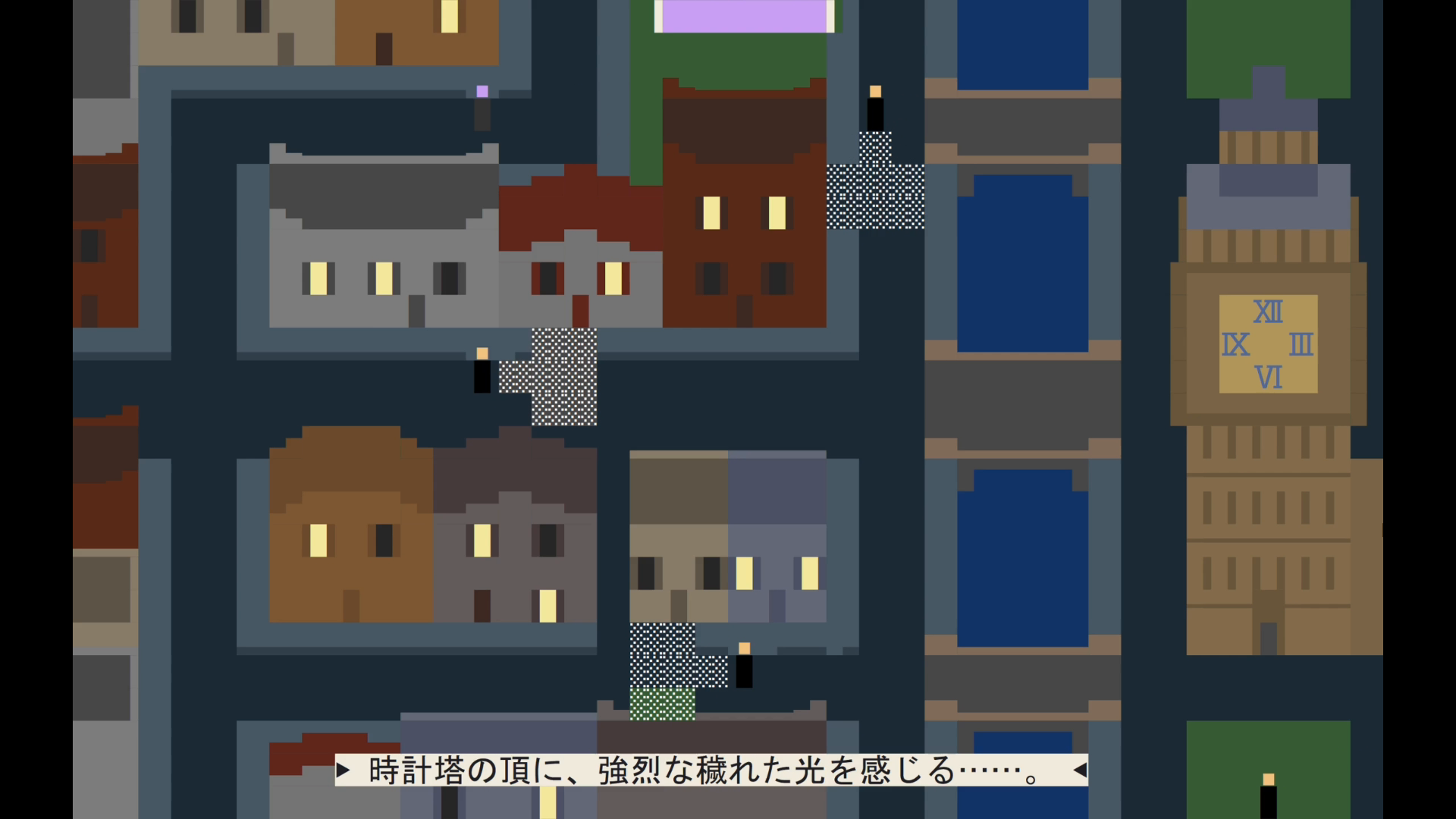 Victorian London drawn with colored console characters.